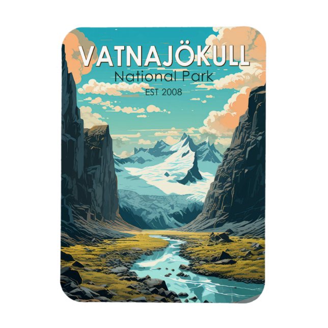 Ímã Parque Nacional Vatnajokull, Islândia Viagem Vinta (Vertical)