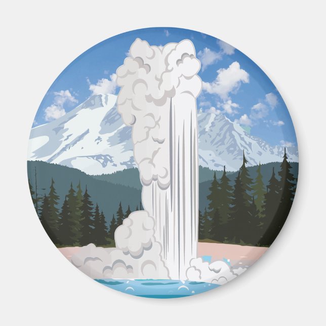 Imã Parque Nacional Yellowstone Retro Antiga Fiação (Frente)