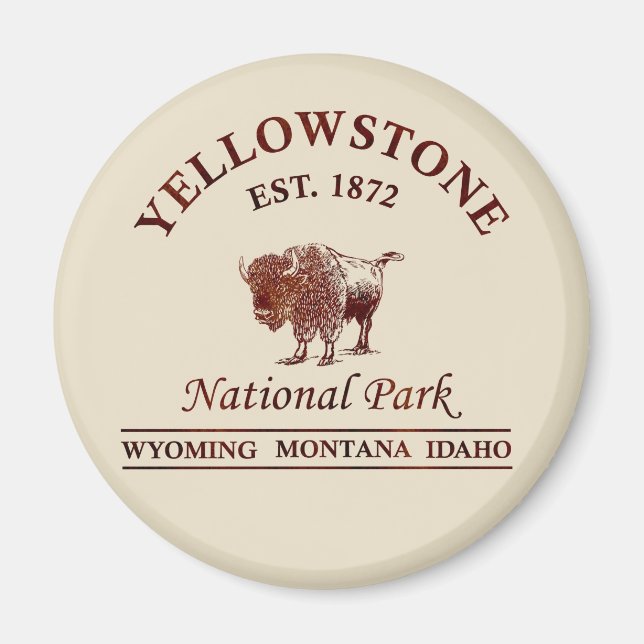 Imã Parque Nacional Yellowstone Vintage (Frente)
