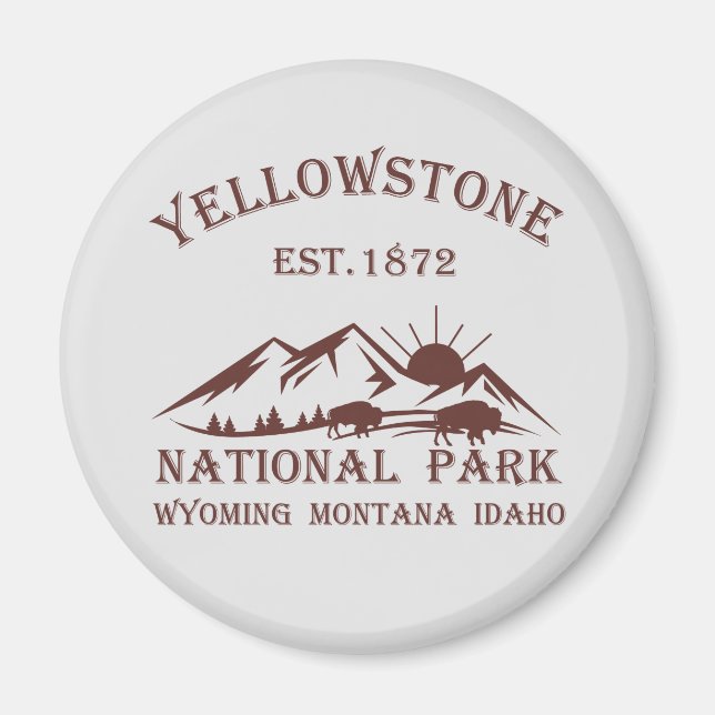 Imã Parque Nacional Yellowstone Vintage (Frente)