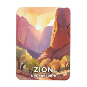Ímã Parque Nacional Zion   Aquarela de Viagem