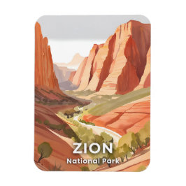 Ímã Parque Nacional Zion | Aquarela de Viagem do Vale