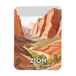 Ímã Parque Nacional Zion Aquarela de Viagem do Vale