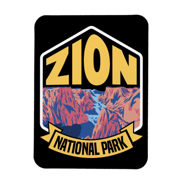 Ímã Parque Nacional Zion Utah Retro (Vertical)