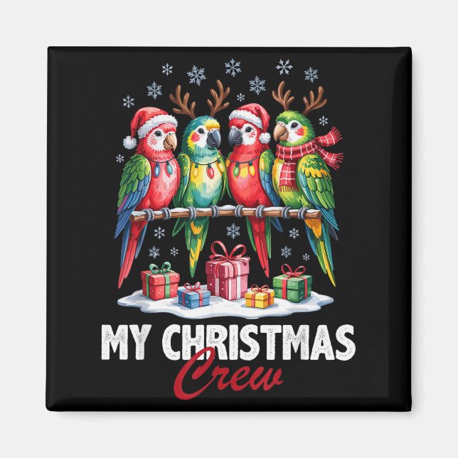 Imã Parrot Christmas Crew Cute Bird Lovers Funny Holid (Frente)