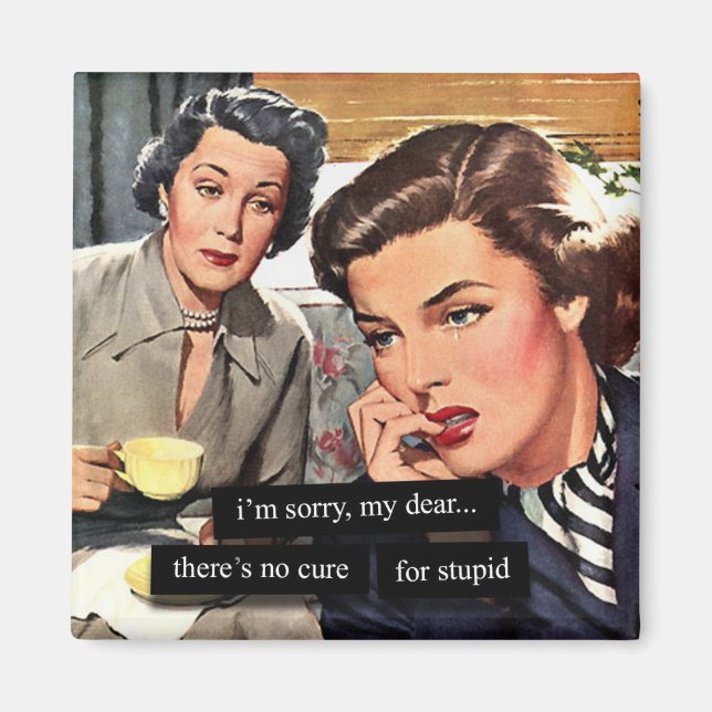 Imã Parteira retrô "Não há cura para estupido" (Frente)