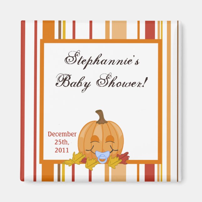 Imã Partido 2"x2" Favor do Magnet Autumn Fall Pumpkin  (Frente)