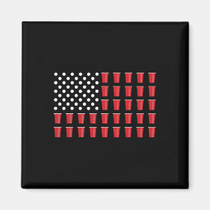 Imã Partido Beer Pong American Flag College