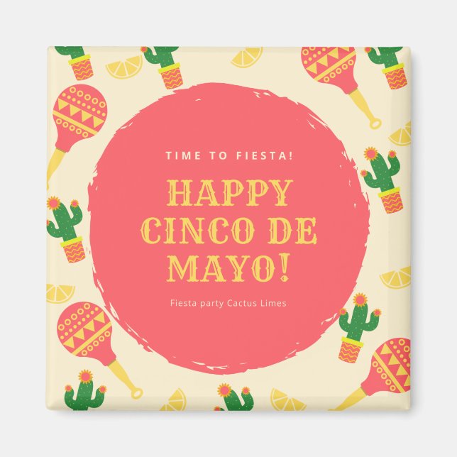 Imã Partido Fiesta Sombrero Cactus Limões Peppers Mara (Frente)
