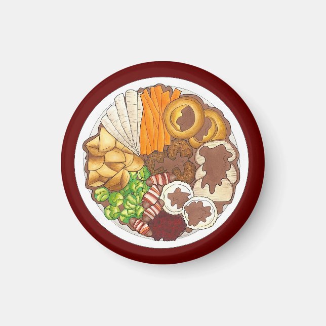 Imã Partido Jante de Natal UK Comida Festiva Britânica (Frente)