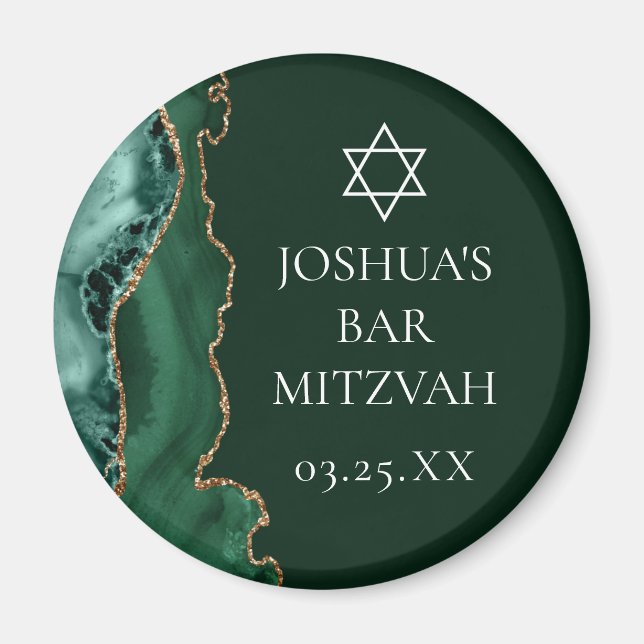 Imã Partido Mitzvah, Bar de Agate Dourado Verde Escuro (Frente)