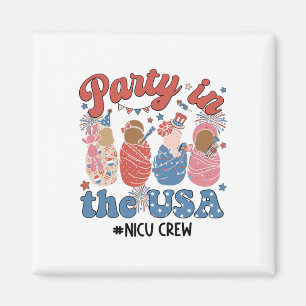 Imã Partido Retro Na Tripulação Usa Nicu 4 De Julho Ni