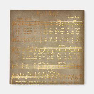 Imã Partitura silenciosa Dourado da canção de natal