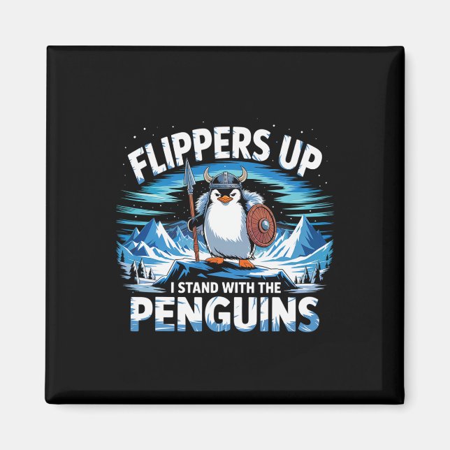 Imã Pás Para Cima Eu Fico Com Pinguins Engraçados (Frente)
