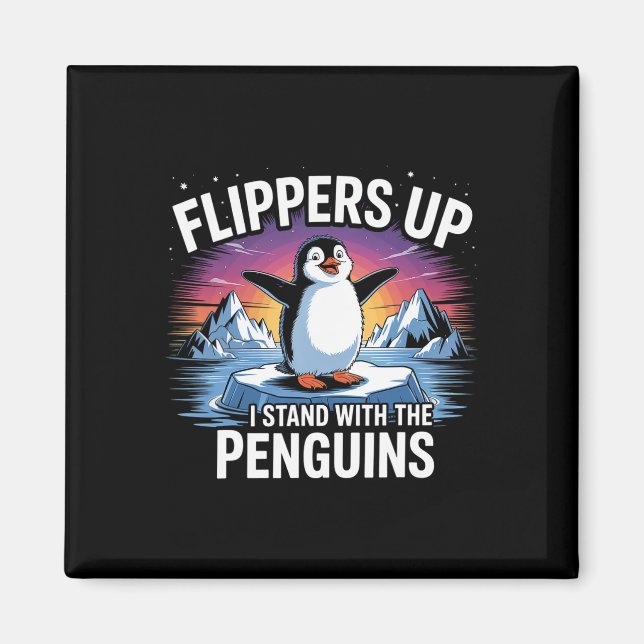 Imã Pás Para Cima Eu Fico Com Pinguins Engraçados (Frente)
