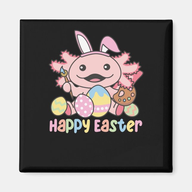 Imã Páscoa Axolotl De Cuta De felz pascoa Com Ovos De  (Frente)