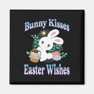 Imã Páscoa Bunny Kisses Deseja Ovos Bonitos De Páscoa
