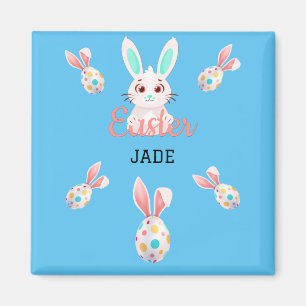 IMÃ " PÁSCOA" BUNNY MAGNET COM OVOS E NOME ESPECIFICAD