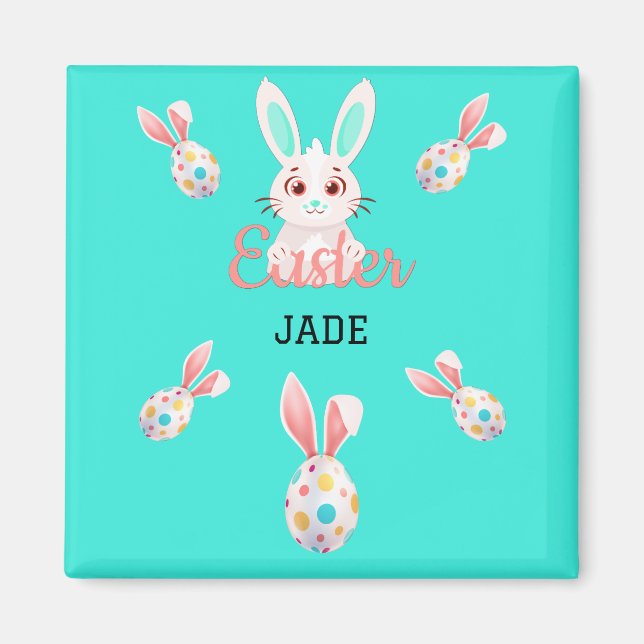IMÃ " PÁSCOA" BUNNY MAGNET COM OVOS E NOME ESPECIFICAD (Frente)