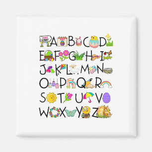 Imã Páscoa Cute Alphabet Funny Day Abc Alphabet Egr Ra