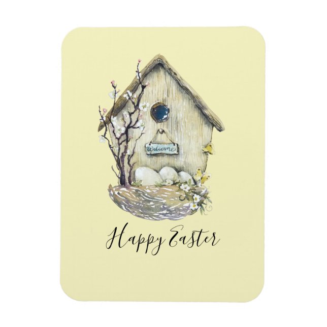 Ímã Páscoa de Ovos de Birdhouse com Aquarela (Vertical)