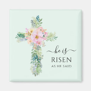 Imã Páscoa Ele é Risen Watercolor Cross Magnet