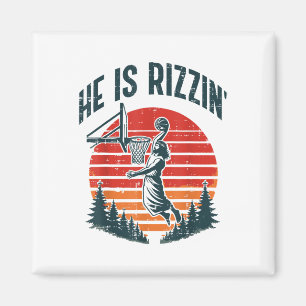 Imã Páscoa Ele É Rizzin Retro Basbol Homens Religiosos