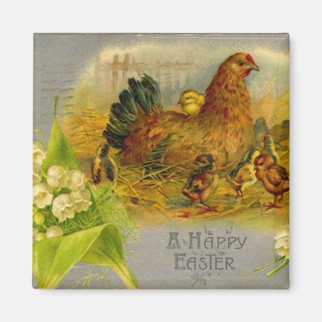 Imã Páscoa Hen E Pintinhos (Frente)