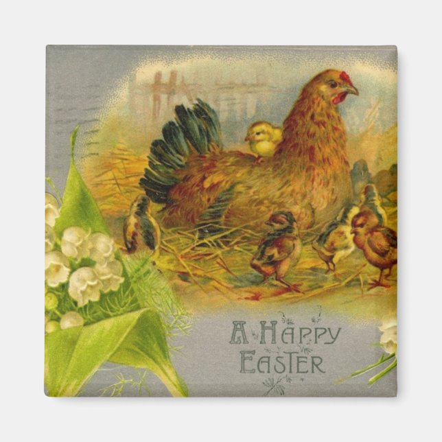 Imã Páscoa Hen E Pintinhos (Frente)