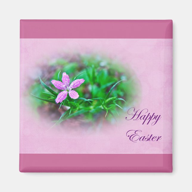 Imã Páscoa Saudações Depford Pink Wildflower (Frente)