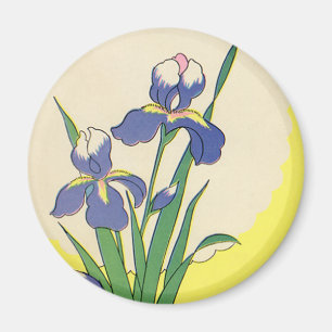 Imã Páscoa Vintage, Flores de Íris de Jardim Roxo