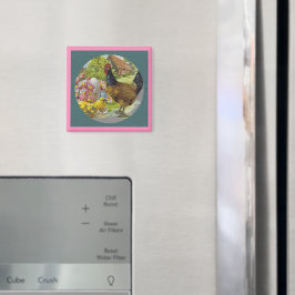 Imã Páscoa Vintage Hen e Pintinhos texturizados