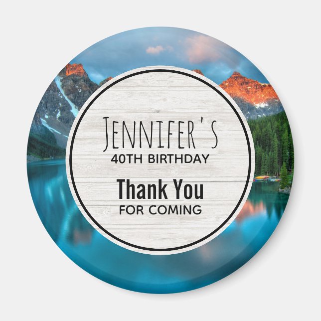 Imã Passado Cênico de Montanha e Fotografia do Lago (Frente)