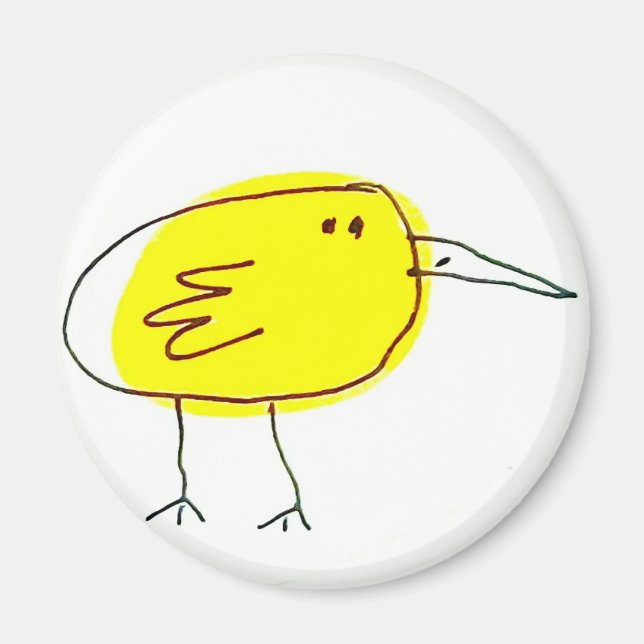 Imã Passarinho Amarelo Divertido Doodle  (Frente)