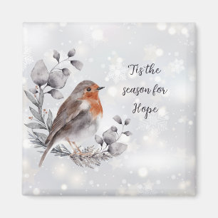 Imã Pássaro aquarela e customização de férias de neve