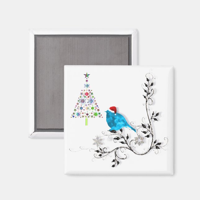 Imã Pássaro azul & Árvore de Natal! (Front/Back)