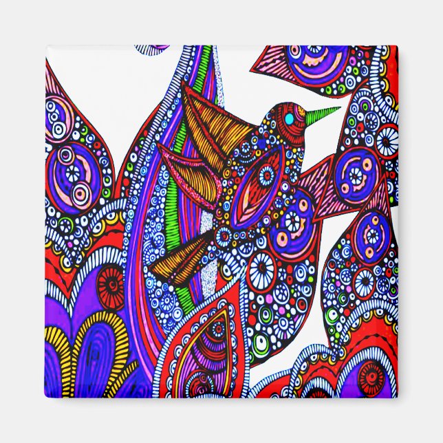 Imã Pássaro Azul Do Magneto Branco Do Paraíso (Frente)