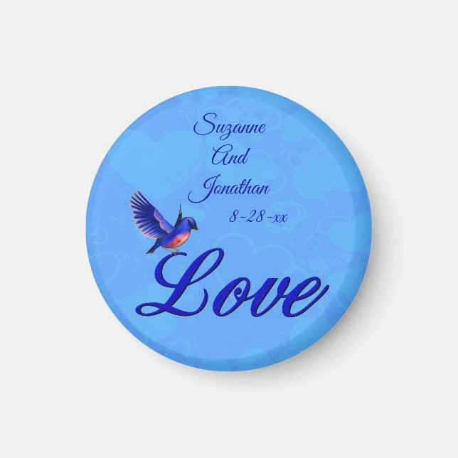 Imã Pássaro Azul Personalizado Casamento  (Frente)