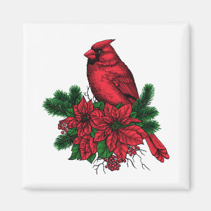 Imã Pássaro cardeal, ilustração de Natal