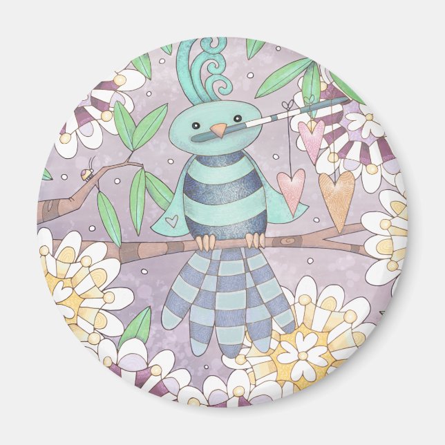 Imã Pássaro com Corações (Frente)