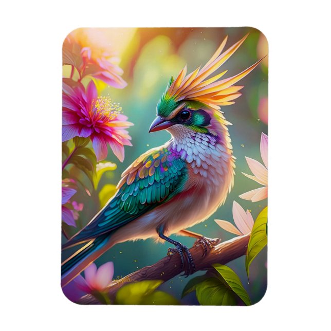 Ímã Pássaro da Fantasia da Finch com Cabeça Verde Deit (Vertical)