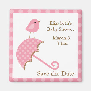 Imã Pássaro e guarda-chuva cor-de-rosa