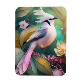 Ímã Pássaro Fantasia Branca - Blush Tail Jay
