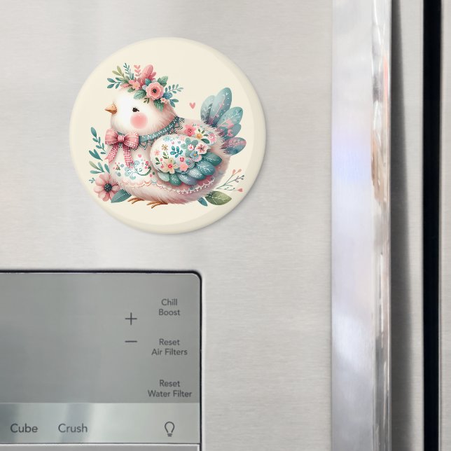 Imã Pássaro Folclórico Floral com Charme Pastel Boho (In Situ (Fridge))