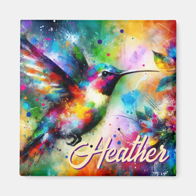 Imã Pássaro Hummingbird Colorido Whimsical Personaliza (Frente)