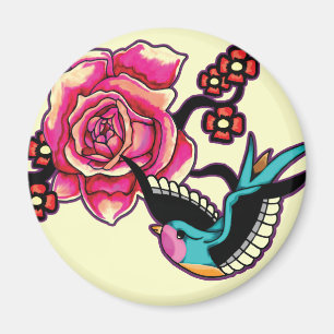 Imã Pássaro & ímã cor-de-rosa