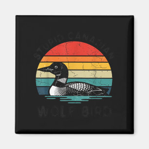Imã Pássaro Lobo Canadense Retro pôr do sol Natureza