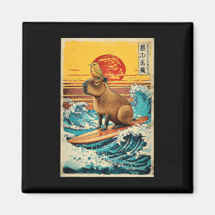 Imã Pássaro Na Capyra Surfando Grande Onda Anime Kawai