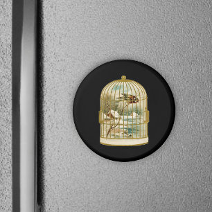 Imã Pássaro na cena do inverno da gaiola