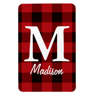 Ímã pássaro natalino Lumberjack de xadrez Vermelha